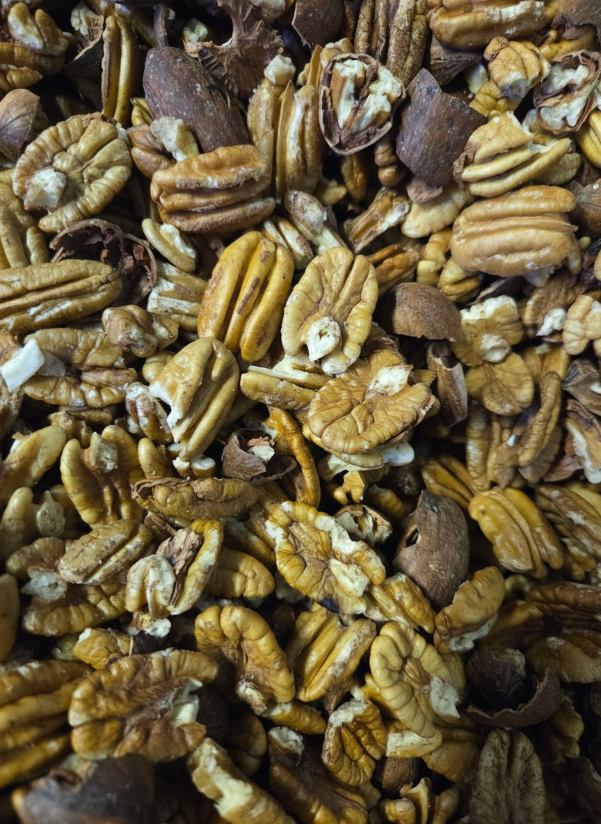 Cracked and blown pecans